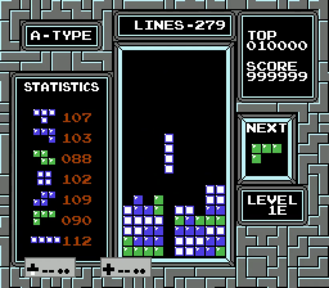 screenshot of ColdTaco playing NES tetris